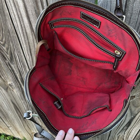 Dooney & Bourke Oakdale Croco Gray Embossed Leather Zip Satchel Crossbody READ - Picture 12 of 16